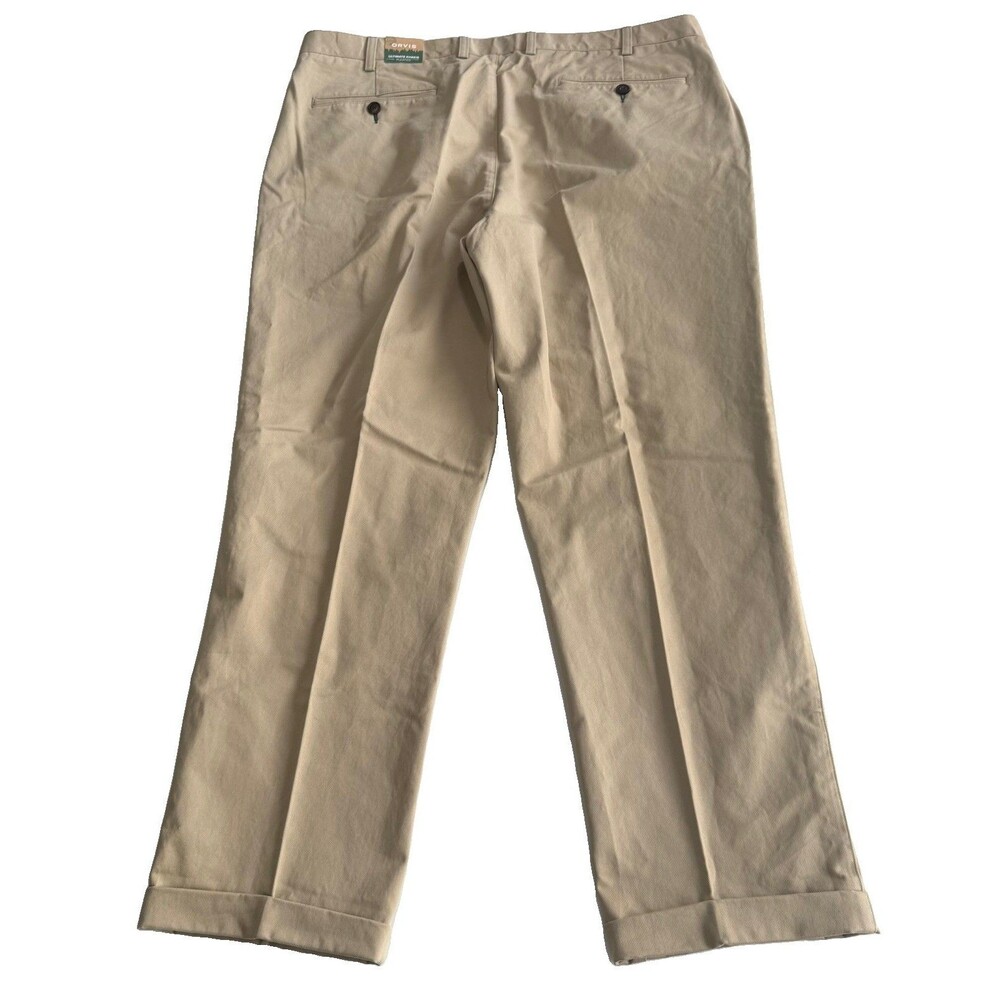Orvis Ultimate Khakis Mens 42x30 Pants NWT Pleated 100% Cotton Beige Chino New - Picture 3 of 5